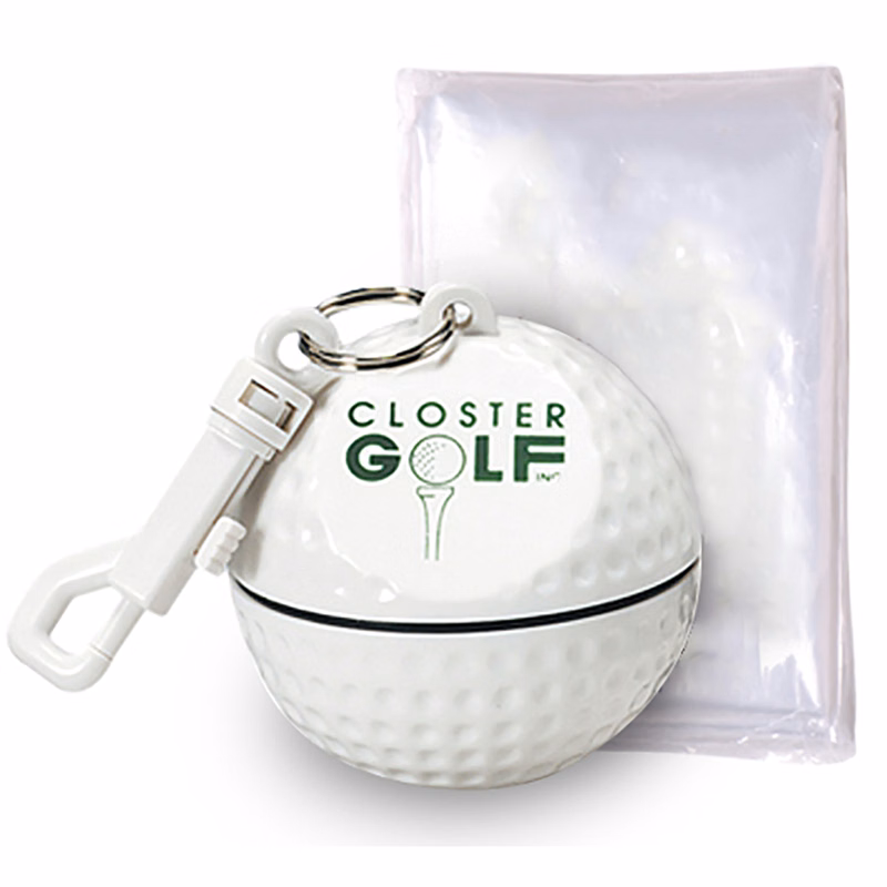 Rain Poncho in Golf Ball Sport Safe w/ Clip