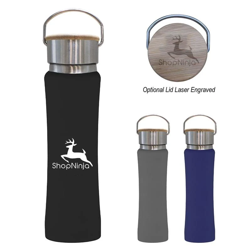 25 Oz. Hampton Stainless Steel Bottle With Bamboo Lid, custom water bottle with logo imprint 1