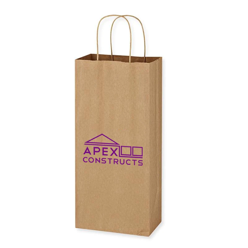 Kraft Paper Brown Wine Bag - 5.25" x 13" 1