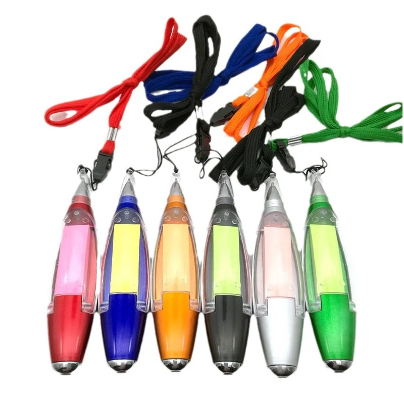 Multifunctional Promotional Ballpoint Pens Sticky Notes LED Light Lanyard Pen 1