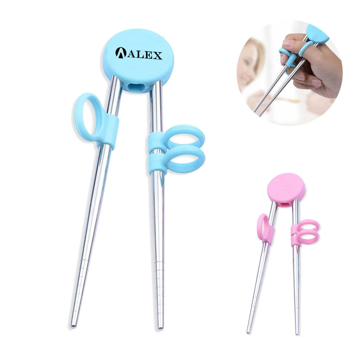 304 Stainless Steel Silicone Kids Training Chopsticks 1