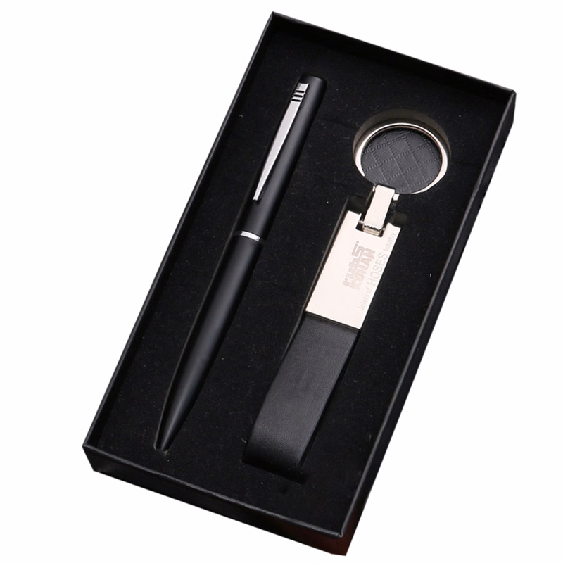 Pen Leather Keychain Gift Set
