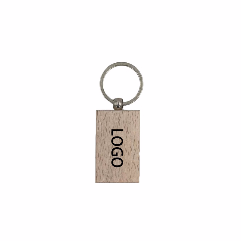 Medium rectangular wooden key chain