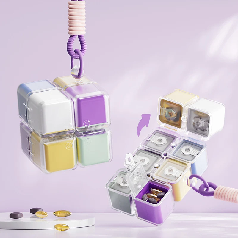 Portable weekly pill organizer box case magnetic for travel 1