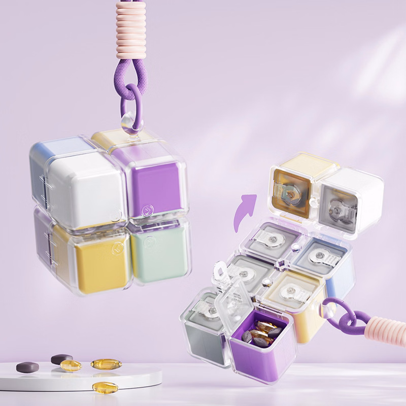 Portable weekly pill organizer box case magnetic for travel