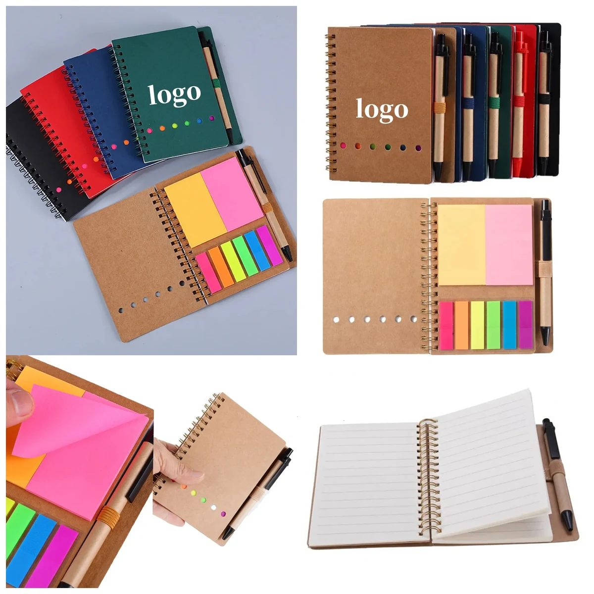 4.73" x 5.9" Spiral Notebook Notepad with Pen Sticky Notes 1