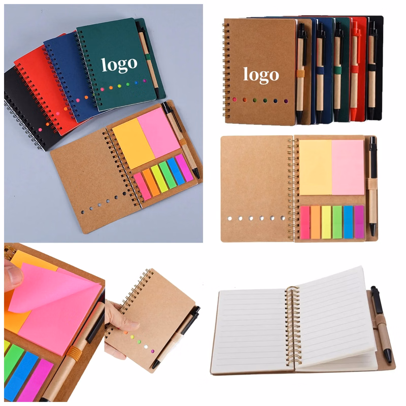 4.73" x 5.9" Spiral Notebook Notepad with Pen Sticky Notes