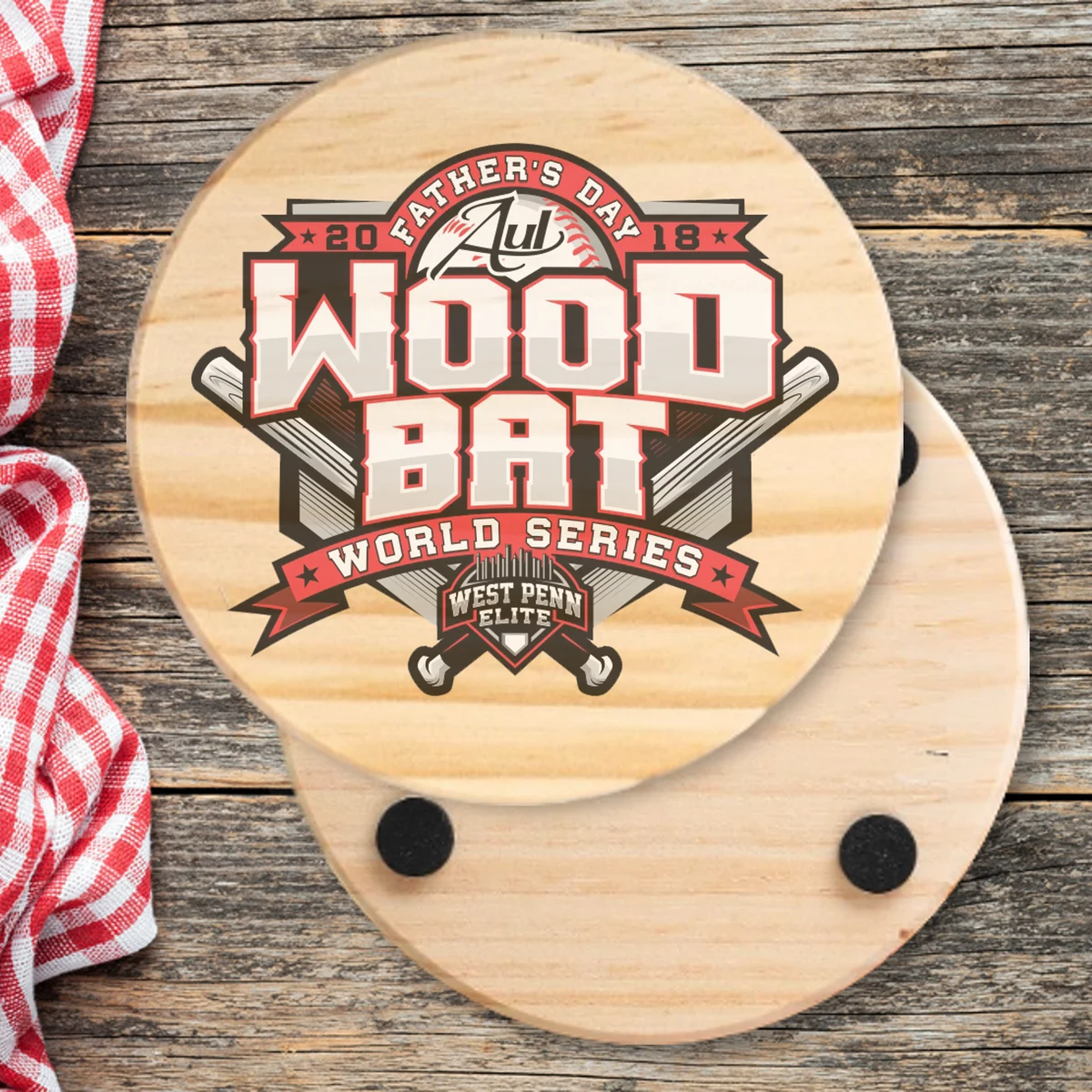 Round Burnt Side Wooden Coaster 1