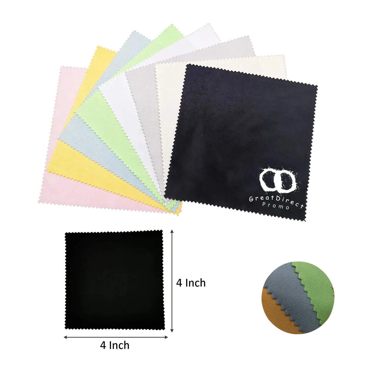MOQ 500 Microfiber Suede Glasses Cleaning Cloth 4"L x 4"W 1