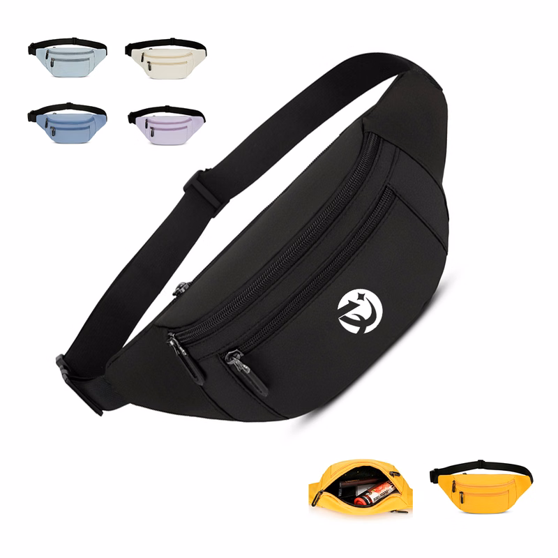 Water Resistant Waist Pack with Multiple Zippered Pockets