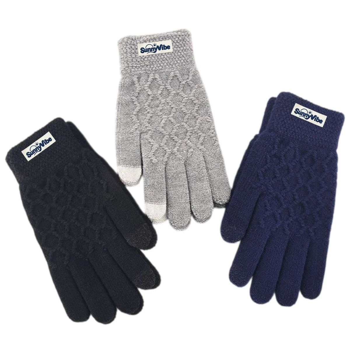 Diamond Pattern Touchscreen Winter Gloves 1