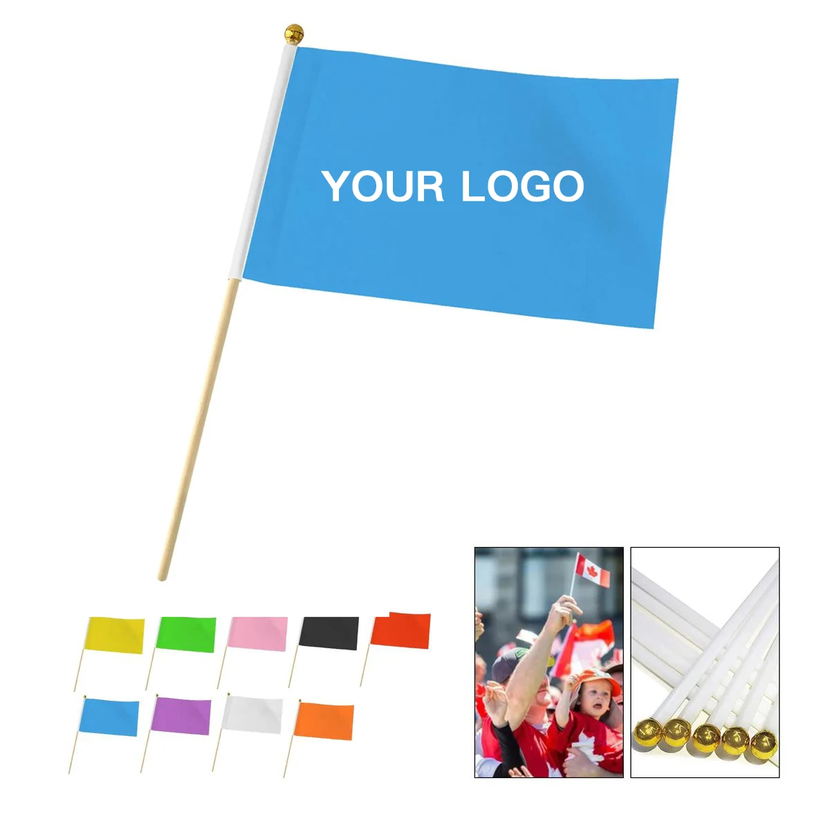Mini Polyester Flag with Stick for Parades and Sports 1