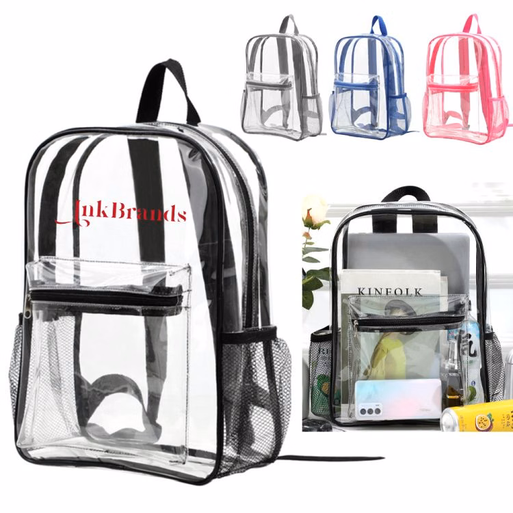 Clear Backpack with Padded Straps, Side Pocket