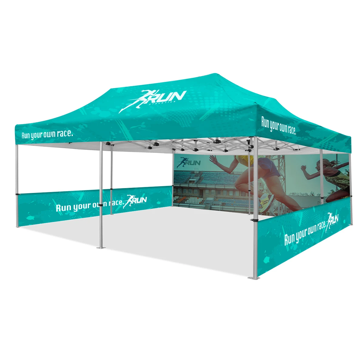 20x20ft Premium Hex Aluminum Frame Tent Kit w/Full Rear Wall & 2 Half Side Walls 1