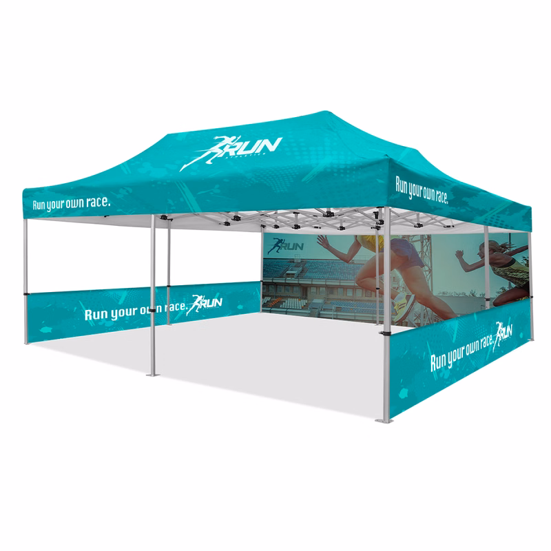 20x20ft Premium Hex Aluminum Frame Tent Kit w/Full Rear Wall & 2 Half Side Walls