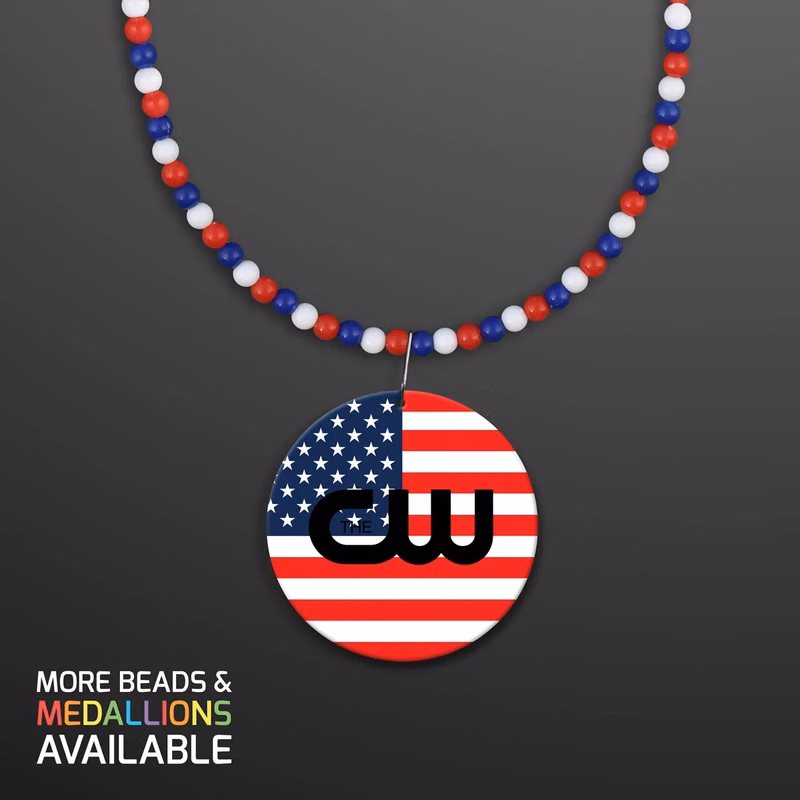 Patriotic Beads with Breakaway Clasp with Medallion