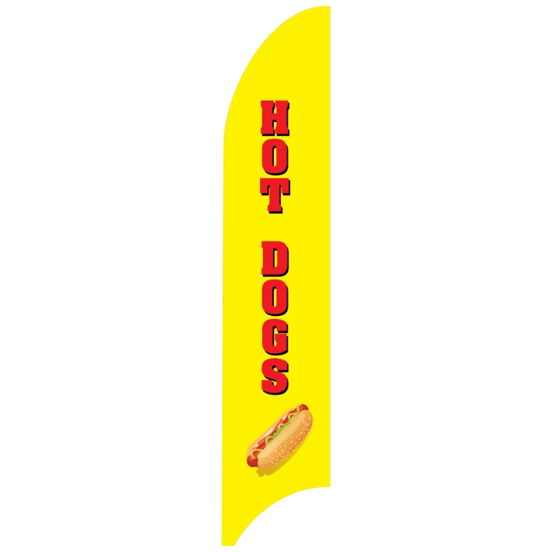 Hot Dogs Flag Kit with Poles 11 Feet G7 Feather Flag Sign Outdoor Banner - Yellow 1