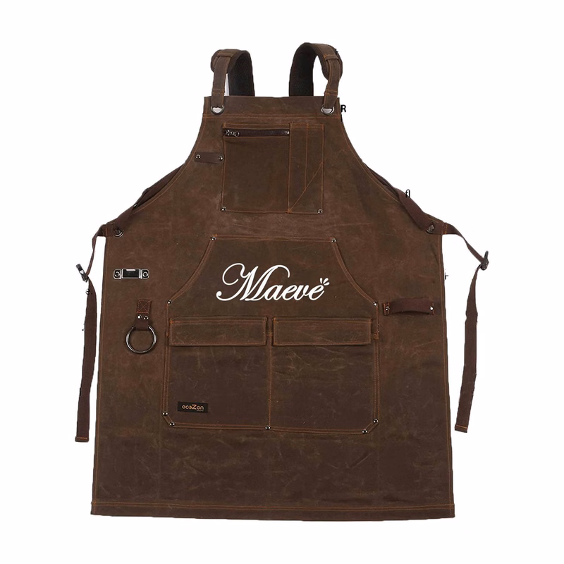 Long Adjustable Waxed Canvas Shop Apron w/ Pockets