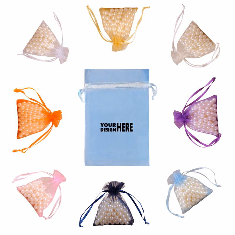 Custom Logo Pastel Color Organza Drawstring Pouch