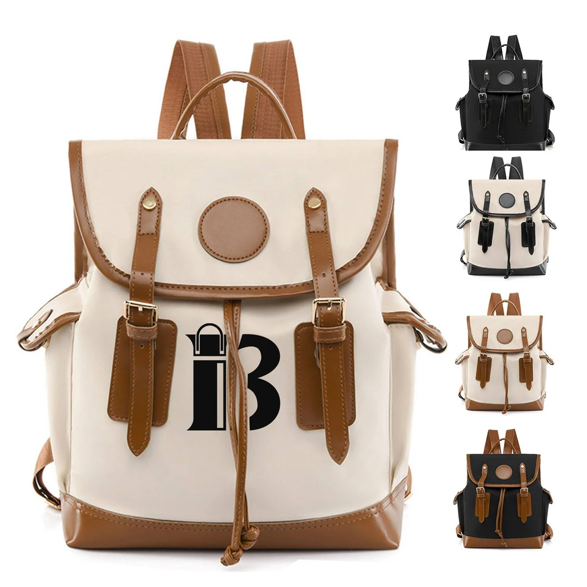 Oxford PU leather casual and large capacity backpack 1