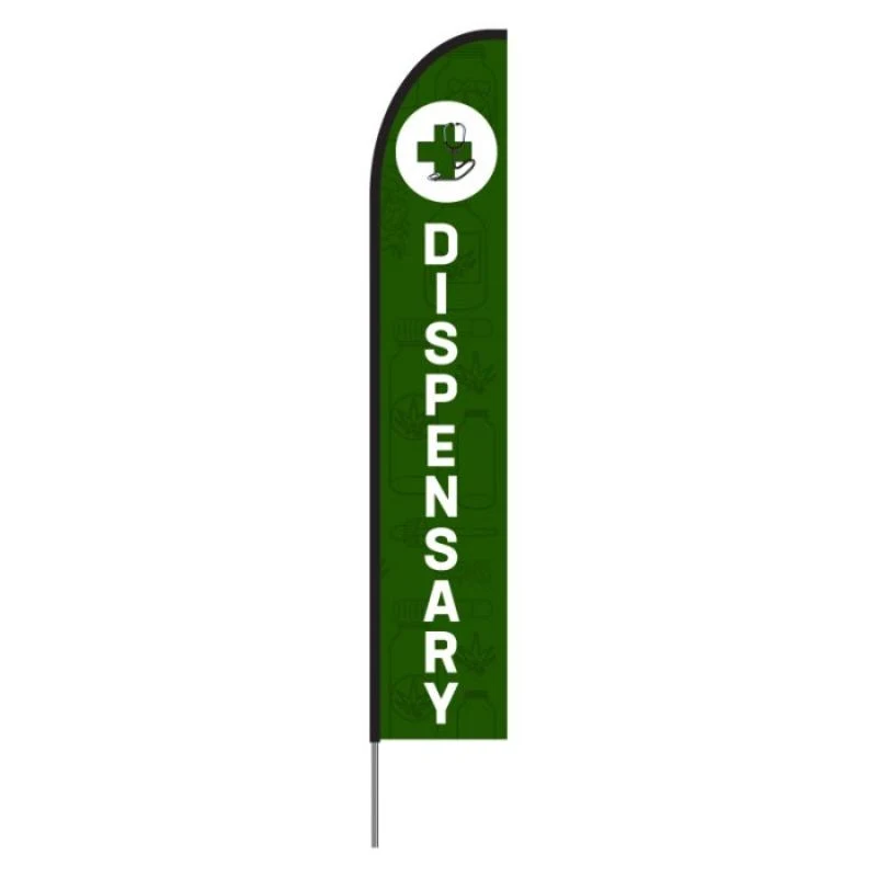 Dispensary feather banners Pre Printed Evo Banner 15' - Green 1