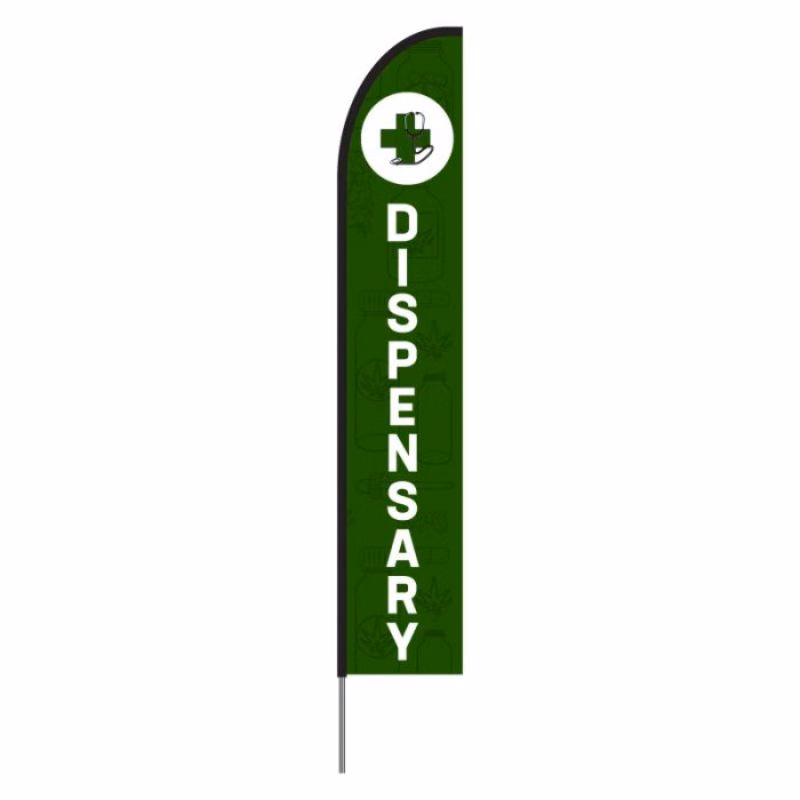 Dispensary feather banners Pre Printed Evo Banner 15' - Green
