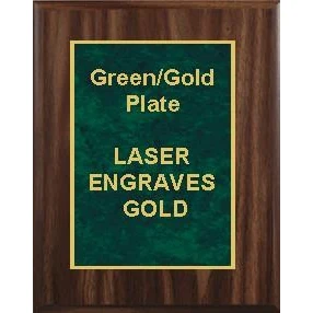 5" x 7" Classic Walnut Finish Plaque with a Green Marble Designer Plate 1