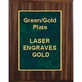 5" x 7" Classic Walnut Finish Plaque with a Green Marble Designer Plate