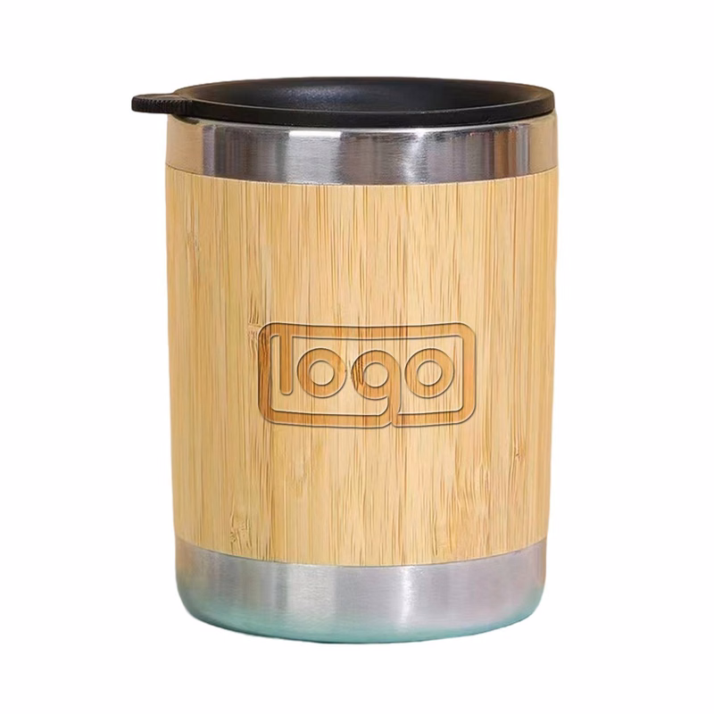 11oz Stainless Steel Bamboo Travel Mug With Lid