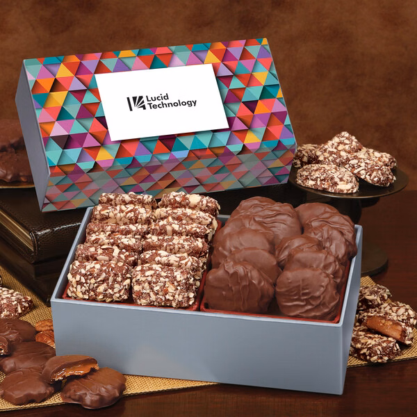 Toffee & Pecan Clusters in Gift Box with Triangles Sleeve