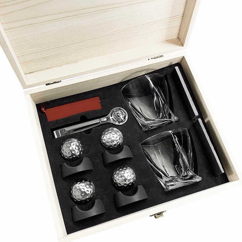 1.65in Steel Ice Balls - Golf Design Whiskey Chillers