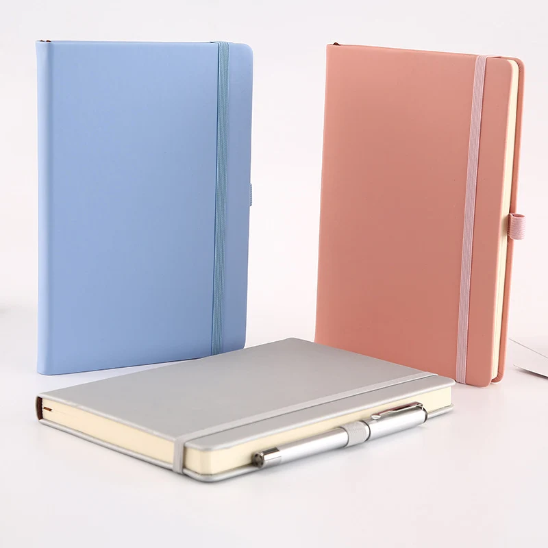 Hard cover PU leather notebook with pen loop and bookmark 1