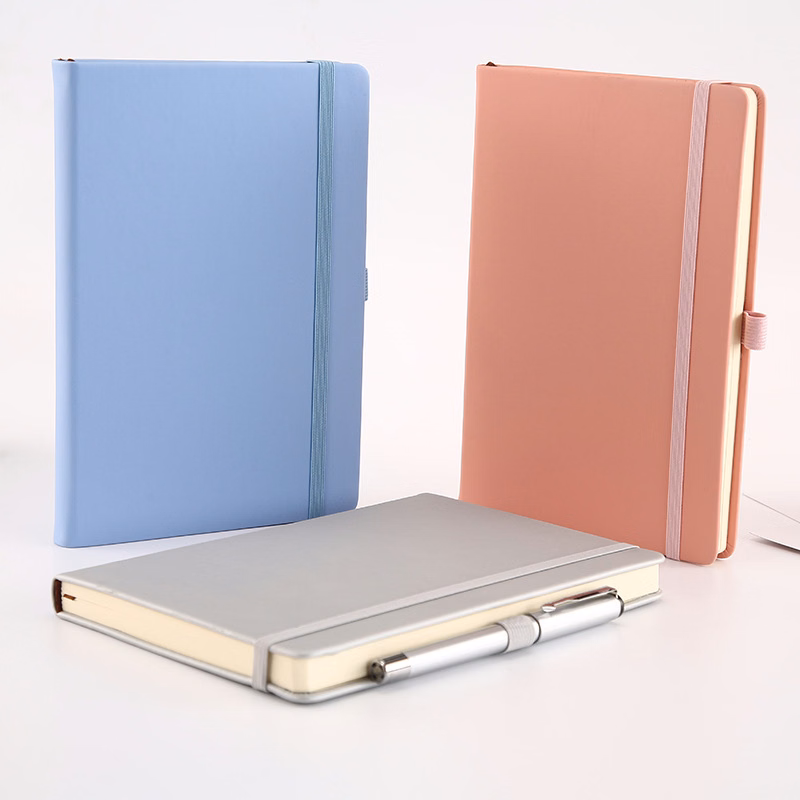 Hard cover PU leather notebook with pen loop and bookmark