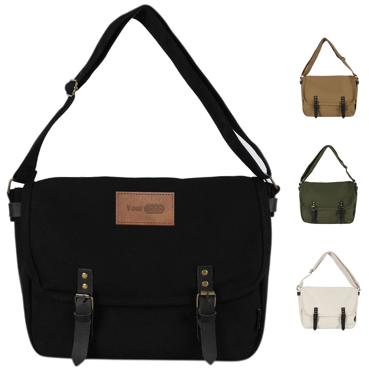 Canvas Large capacity vintage postman shoulder bag 1