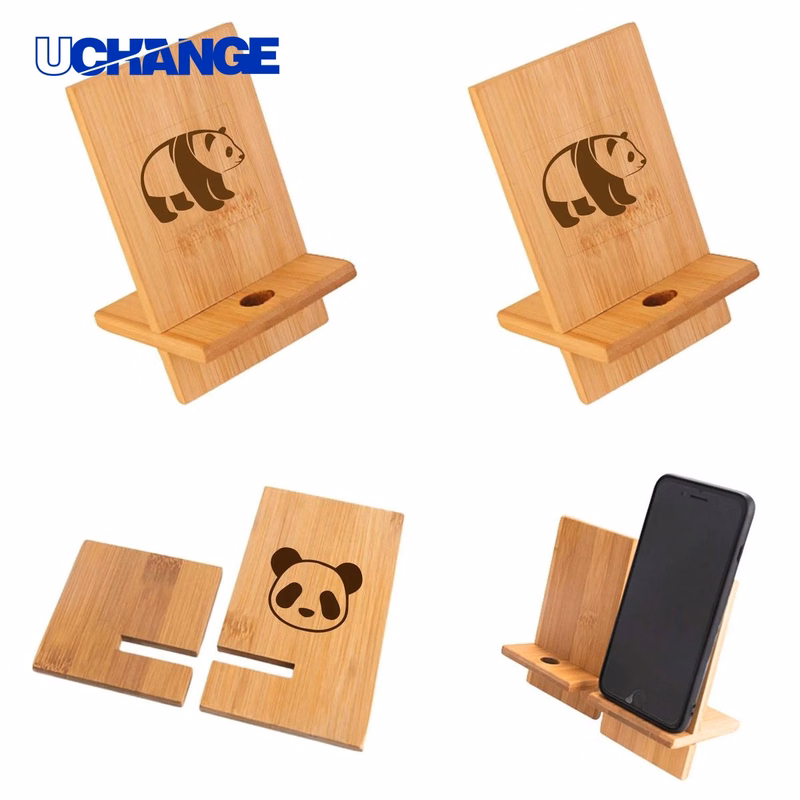 Bamboo Phone Stand with Charging Hole Slot