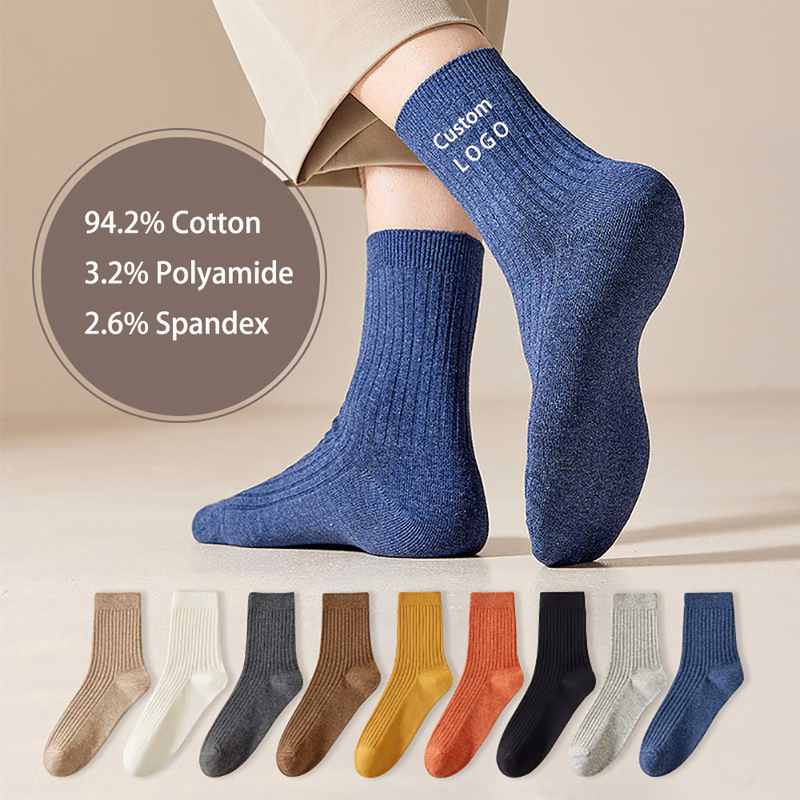 Double Stitch Cotton Mid-calf Men's Socks