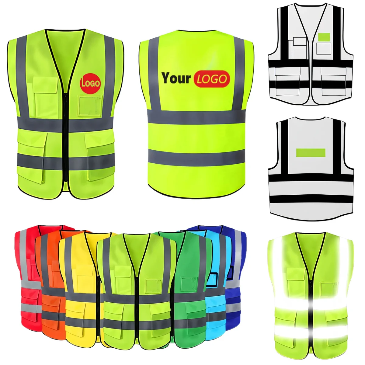 High Visibility Multi Pocket Reflective Vest For Outdoor 1