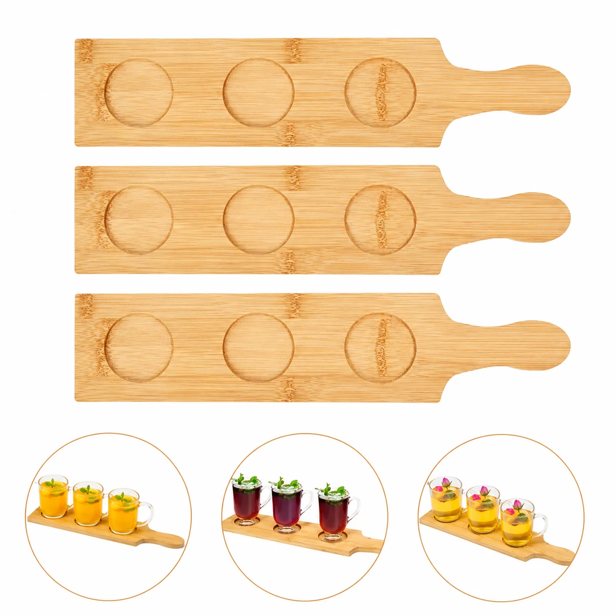 Bamboo Wood Beer Platter With Handle 1