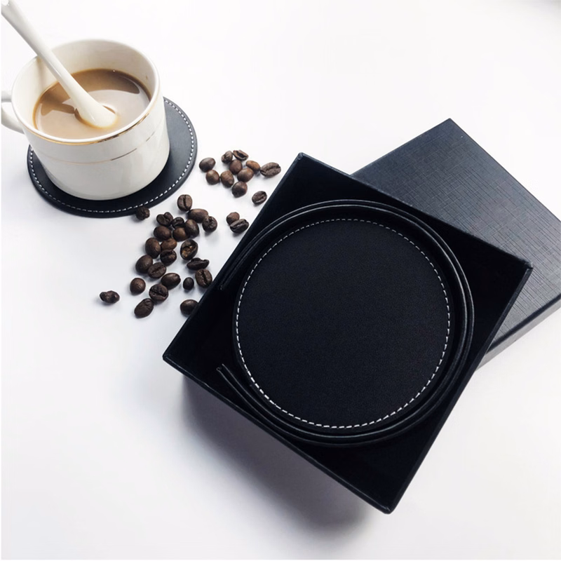 Full Color PU Leather Drink Coasters