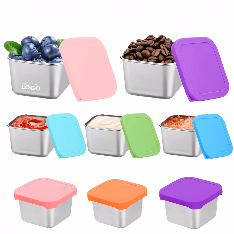Square 304 Stainless Steel Sauce Cup With Lid
