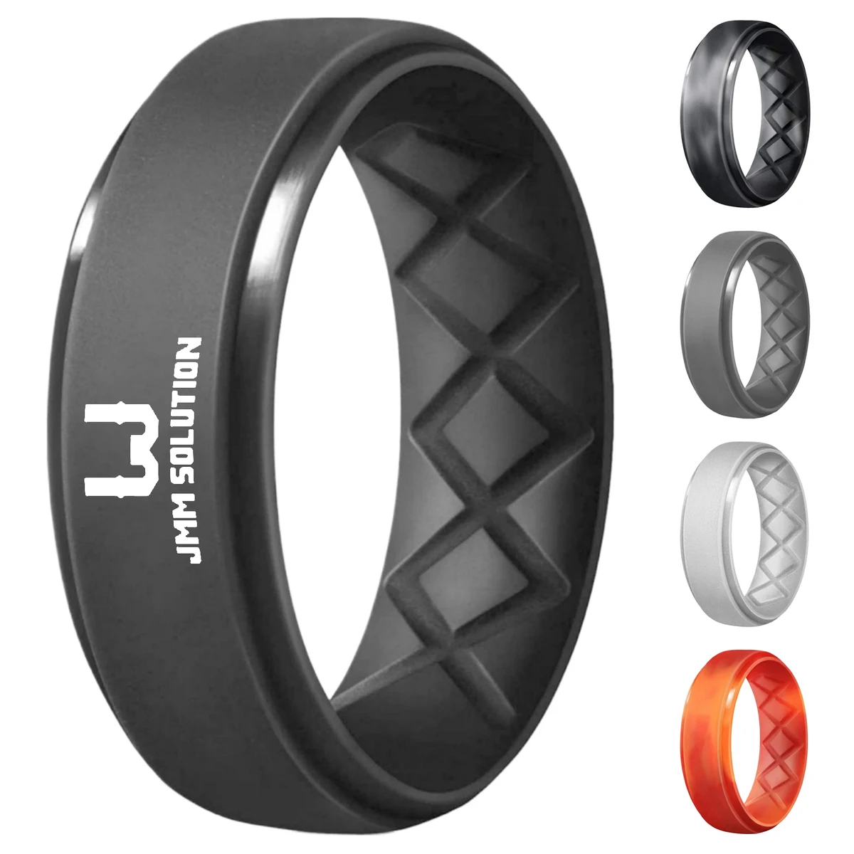 Breathable Inner Groove Men Silicone Wedding Ring 1