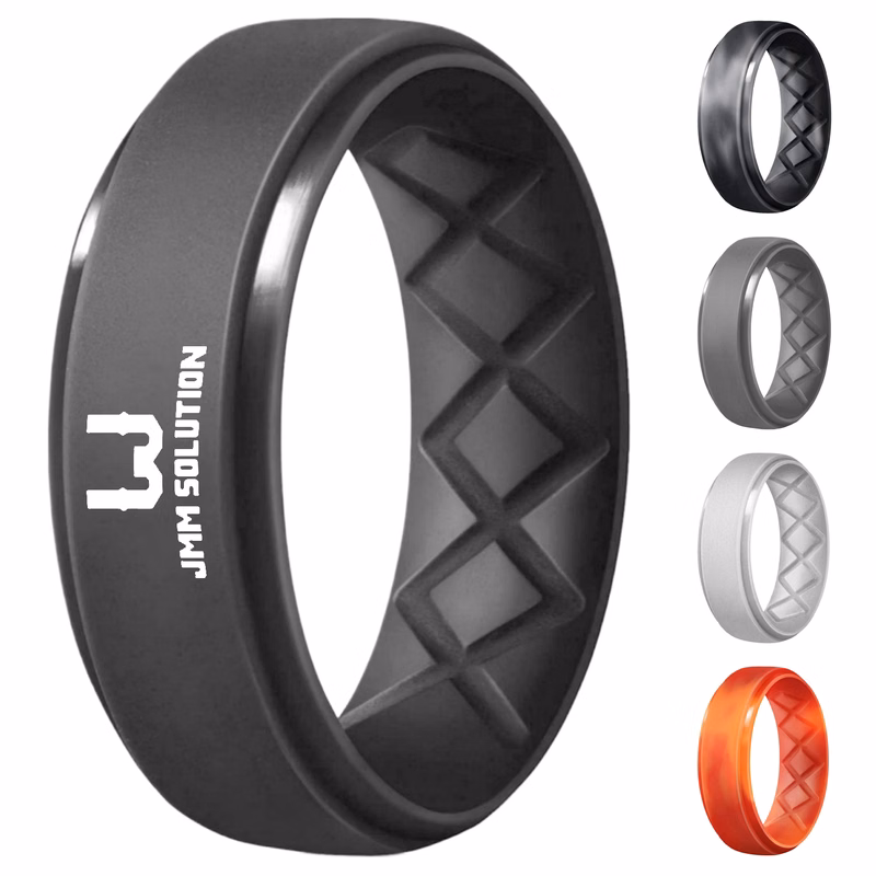 Breathable Inner Groove Men Silicone Wedding Ring