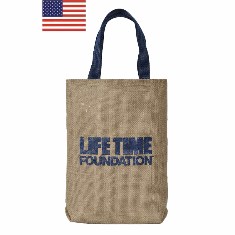 Doodad Laminated Jute/Burlap Tote Bag 10x2.5x11.5"