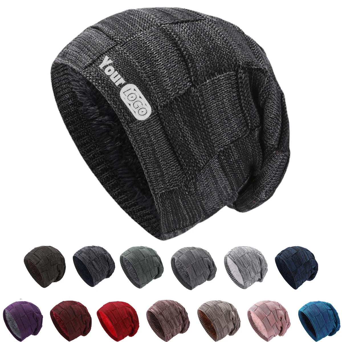 Men Lined Knit Warm Thick Binie Hat 1