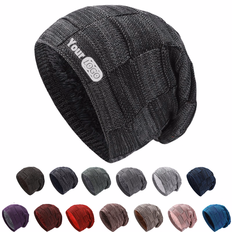 Men Lined Knit Warm Thick Binie Hat