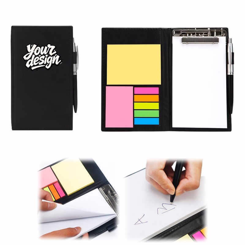 Pu Stationery Gift Set with Clipboard, Sticky Notes, Writing Pad & Pen