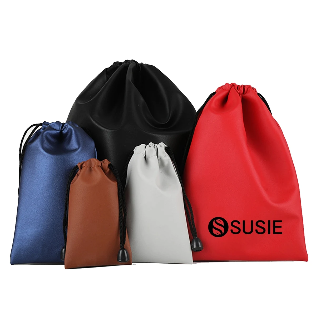 Faux Leather Drawstring Pouch 1
