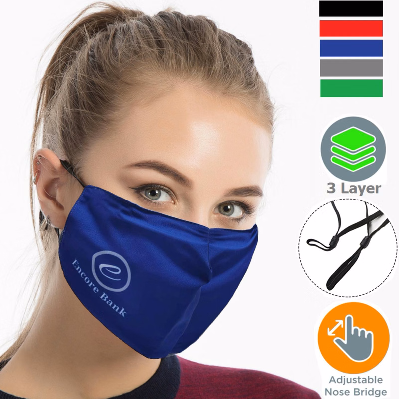 Performance 3 Layers Face Mask w/ Nose Bridge, adjuster loop