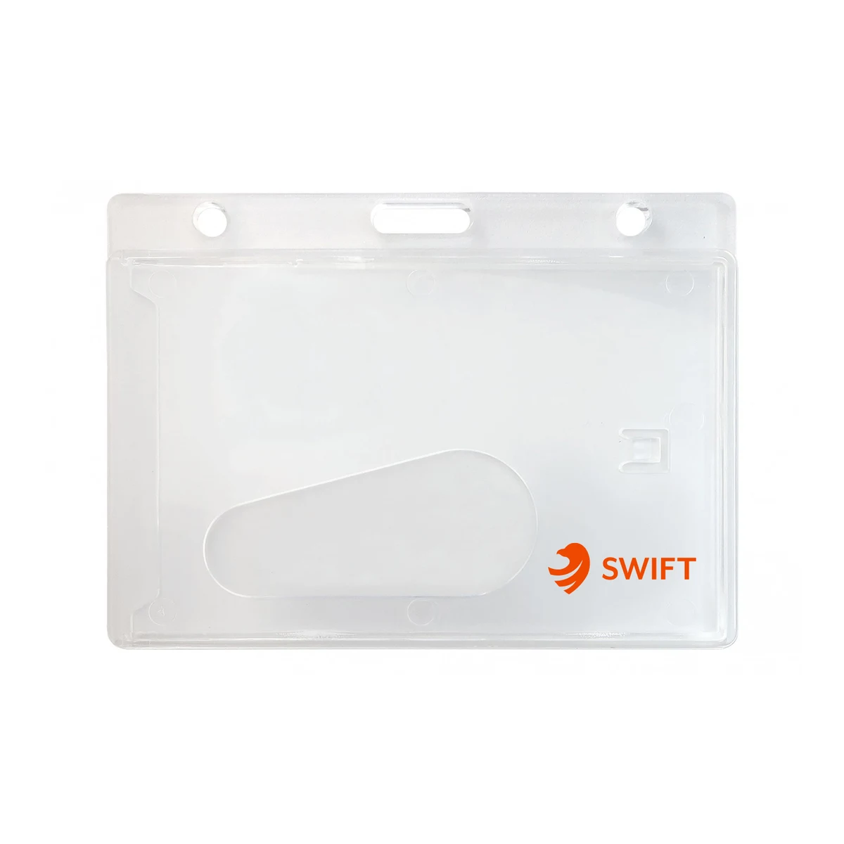 3.65" W x 2.73" H - Horizontal Rigid Frosted Card Holder (1 Color Imprint) 1