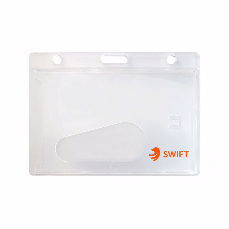 3.65" W x 2.73" H - Horizontal Rigid Frosted Card Holder (1 Color Imprint)